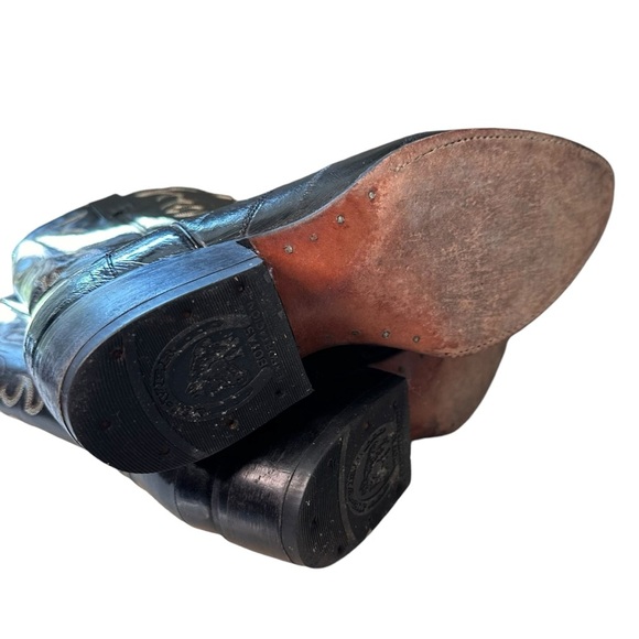 Je-Ver | Black Eel Leather Cowboy Boots Size Men’s 8.5 Women’s 10.5 - Picture 7 of 11